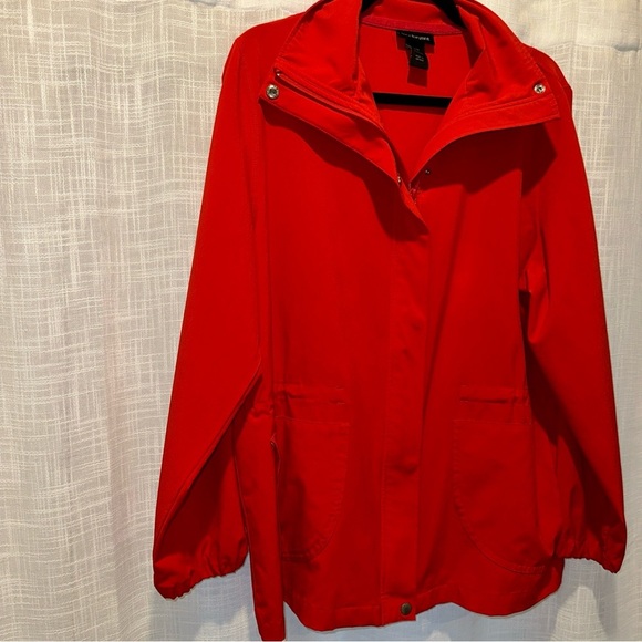 LANE BRYANT WOMEN'S RED LONG SLEEVE ZIP UP JACKET SIZE 14/16 Cinched Waist Light - Picture 2 of 10